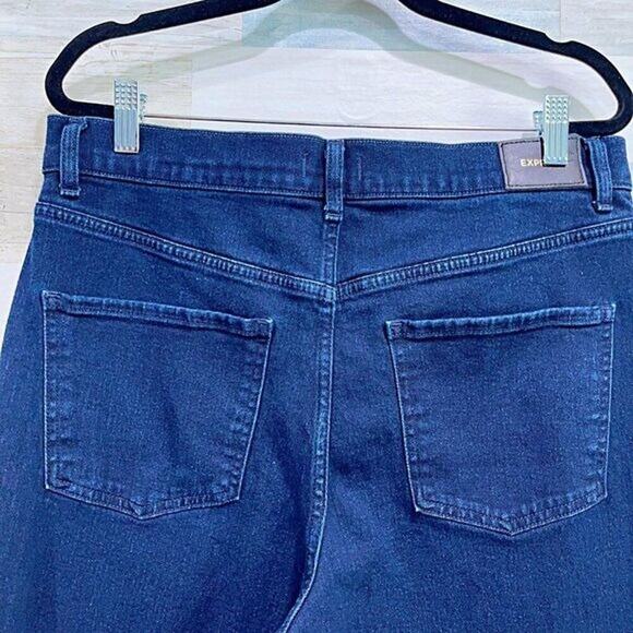 EXPRESS Super High Rise Balloon Leg Jeans Dark Wash Stretch Womens 12 - Picture 4 of 7